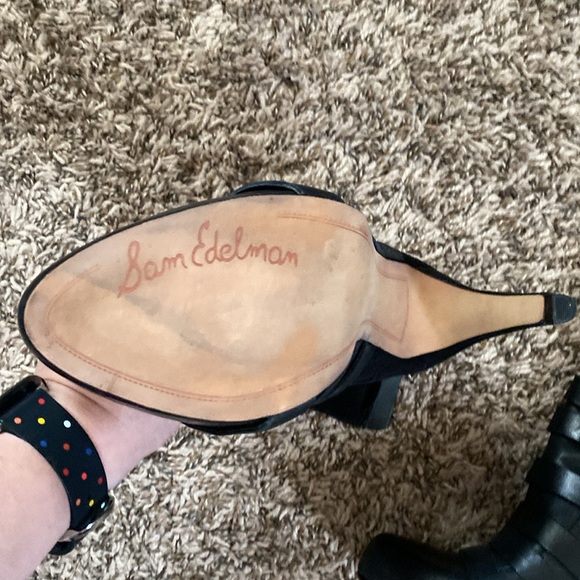 Sam Edelman Black Kendrix Leather Straps Heel Ankle Booties 6M - Picture 3 of 11